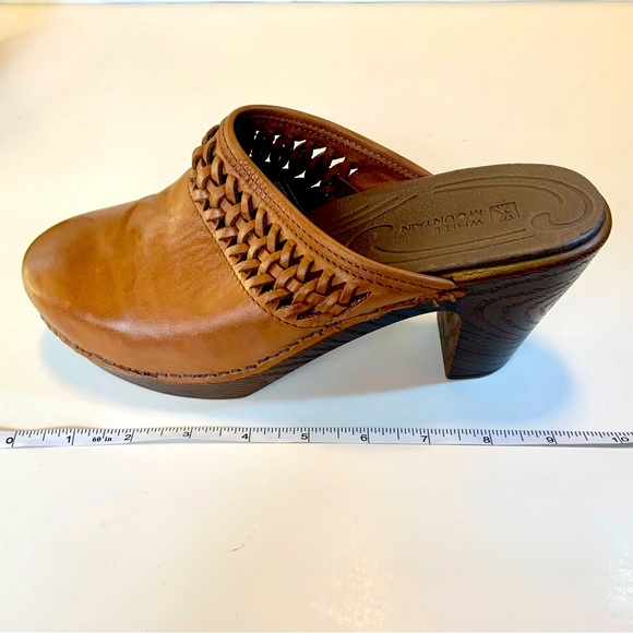White Mountain Women's Genuine Leather Braided Brown Slip On Clogs Heels 7.5M - Picture 9 of 14